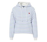 Felpa a righe con cappuccio, ricamo a cuore Blu S A righe
