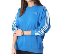 Felpa Adidas donna 3 strisce crew oversize blu cotone sciolto S