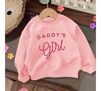 Felpa ampia con collo a giro e stampa a cuore "Daddy's Girl" per bambina, adatta per autunno/inverno 6-9M,9-12M,12-18M,18-24M,2-3YTessuto in maglia