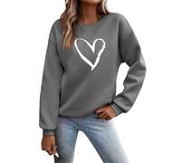 Felpa autunnale da donna senza cappuccio Stampa Lettera Manica Lunga Girocollo Maglione Inverno Donna Stampa Lettera Allentato Casual Top Sport Street Shirt Top Pullover Felpe Per Le Donne, Grigio