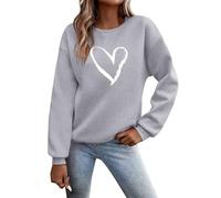 Felpa autunnale da donna senza cappuccio Stampa Lettera Manica Lunga Girocollo Maglione Inverno Donna Stampa Lettera Allentato Casual Top Sport Street Shirt Top Pullover Felpe Per Le Donne, Grigio, L