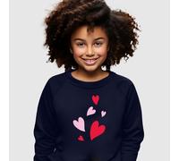 Felpa Bambina - BACK MANY HEARTS. Colore Blu Marino.