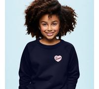 Felpa Bambina - GIRL POWER CUORE ROSA. Colore Blu Marino.