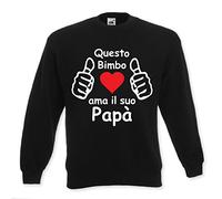 Felpa Bambino Idea Regalo Festa del Papa' Questo Bimbo AMA Il Suo Papa' Nera Maschietto 3-4 Anni