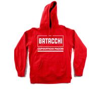 Felpa Batacchi Loris Film Trash Anni 80 Capo ufficio Pacchi rossa con cappuccio