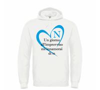 Felpa Bianca Calcio Napoli Coro Un Giorno all'improvviso Cuore