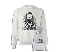 Felpa BUD grigia idea regalo simpatica film cult hero con cappuccio e girocollo