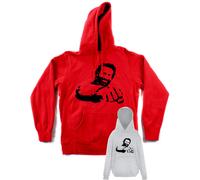 Felpa BUD pugno western movies grigia rossa con tascone e cappuccio