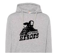 Felpa Bud Spencer e Terence Hill Old school heroes grigia cappuccio o girocollo