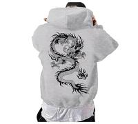 Felpa Buffa Maglione con Cappuccio a Maniche Lunghe con Stampa Digitale 3D per Il Tempo Libero alla Moda da Uomo Felpe da Nere (Grey, XL)