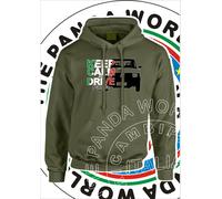FELPA C/CAPPUCCIO STAMPA KEEP CALM PANDA 4X4 (141) COLORE VERDE MILITARE MEDIUM