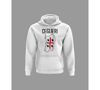 Felpa Cagliari Sardegna Autunno/Inverno Con Cappuccio Colore Bianco e Blue