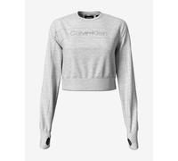Felpa Calvin Klein Cropped Embossed Icon grigio chiaro donna - M
