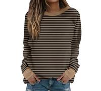 Felpa Camicetta da Donna Abbinamento di Colori Felpe Striscia Stampato Pullover Collo Rotondo Hoodie Maniche Lunghe Felpa Autunno Inverno Sweatshirt Taglie Forti Felpe per Tempo Libero Casuale Tops