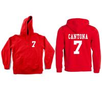 Felpa Cantona Eric 7 the king Manchester rossa cappuccio calcio legend le roi