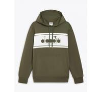 Felpa Cappuccio Hoodie UOMO Diadora Pullover Logo T2 Verde Fucile con tasche