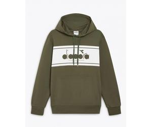 Felpa Cappuccio Hoodie UOMO Diadora Pullover Logo T2 Verde Fucile con tasche