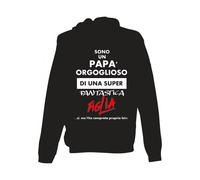 felpa cappuccio nera scritta sono papa' orgoglioso di una figlia.. regalo