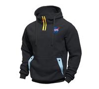 Felpa Cappuccio Uomo N.A.S.A, Abbigliamento Felpe Manica Lunga, Ideale per la Vita Quotidiana e Lo Sport, Diversi(Black,3XL)