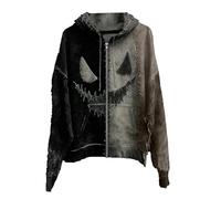 Felpa Cappuccio Uomo Zip Intera Stampa Fantasma Tema Halloween Casual