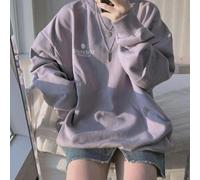 Felpa casual a maniche lunghe con vestibilità ampia con moderata elasticità per tutte le stagioni, tra cui primavera, estate, autunno e inverno (XL viola)