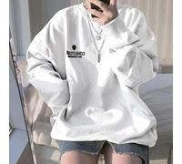 Felpa casual a maniche lunghe con vestibilità ampia con moderata elasticità per tutte le stagioni, tra cui primavera, estate, autunno e inverno (L bianco)