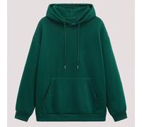 Felpa casual con cappuccio, maniche lunghe, spalle cadenti, coulisse e tasche, colore unito, adatta per autunno/inverno, ritorno a scuola, abbinamento quotidiano, regalo per il fidanzato/marito, prima