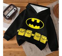 Felpa casual con cappuccio per bambino, modello classico co-branded con logo e stampa a motivi western, comoda e morbida, adatta per l'autunno e l'inverno, ideale per i fan DC, per il ritorno a scuola