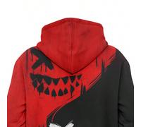 Felpa casual con cappuccio stampata digitalmente in 3D, felpa con tasca a canguro e design creativo di un volto sorridente, adatta per uomo come abbigliamento casual, per inverno/autunno, ottimo regal