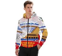 Felpa Casual con Zip Democrazia Nordcoreana Emblema Nazionale Felpa Top Unisex per Uomo E Donna E Felpe Stile Classico del Regno Unito Felpe da Lavoro 5XL