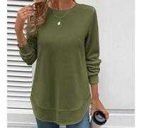 Felpa casual da donna con collo rotondo, orlo asimmetrico e texture a nido d'ape, comoda, con maniche lunghe, adatta per laurea, ritorno a scuola, outfit per insegnanti, autunno/inverno L,M,S,XLPolies
