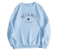 Felpa casual da donna con stampa a lettere pullover senza cappuccio morbida e confortevole maglietta a maniche lunghe elegante abbigliamento da casa top per le signore felpe termiche con cappuccio