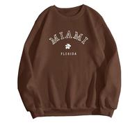 Felpa casual da donna con stampa a lettere pullover senza cappuccio morbida e confortevole maglietta a maniche lunghe elegante abbigliamento da casa top per le signore felpe termiche con cappuccio