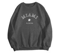 Felpa casual da donna con stampa a lettere pullover senza cappuccio morbida e confortevole maglietta a maniche lunghe elegante abbigliamento da casa top per le signore felpe termiche con cappuccio