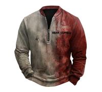 Felpa casual da uomo con stampa 3D da uomo mezza zip felpa per Halloween a maniche lunghe maglione spaventoso maglione comfort moda maglioni invernali caldi felpe vintage all'aperto, J, S