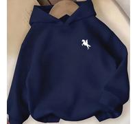 Felpa casual e chic con stampa grafica creativa di soldato a cavallo per ragazze adolescenti, comoda felpa basic adatta per autunno/inverno, felpa blu navy, felpa casual per ragazze in stile preppy 14