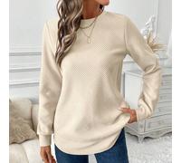 Felpa casual e comoda da donna con trama a nido d'ape, orlo asimmetrico e collo a giro, adatta per laurea, rientro a scuola, outfit per insegnanti, autunno/inverno L,M,S,XLColore unicoTessuto in magli