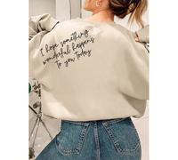 Felpa casual oversize da donna con grafica di una lettera gentile e positiva, manica lunga, girocollo, adatta per autunno/inverno L,M,S,XLNataleTessuto in maglia