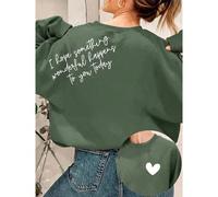 Felpa casual oversize da donna con grafica di una lettera gentile e positiva, manica lunga, girocollo, adatta per autunno/inverno L,M,S,XLNataleTessuto in maglia