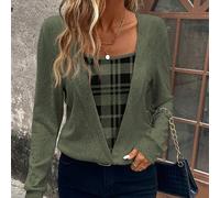 Felpa casual oversize da donna con stampa a quadri e scollo tondo, top a maniche lunghe, pullover per laurea, insegnanti, ritorno a scuola, autunno L,M,S,XLColore unicoTessuto in maglia