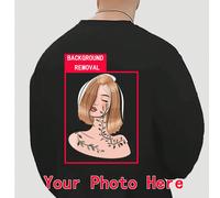 Felpa casual personalizzata da uomo con stampa sul retro, modello coppia/animale domestico/foto, felpa versatile e di moda per autunno/inverno L,M,XL,XXLRitratto,Lettere,sloganTessuto in maglia