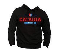 Felpa Catania Città Metropolitana Sicilia Etna Liotro Elefante Calcio Vulcano (XXL, Nero)