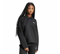 adidas Donna Essentials Linear Fleece Polo Sweatshirt, Black/White, L