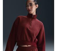 Felpa comoda corta oversize in fleece con zip a 1/4 Nike Sportswear Phoenix Plush - Donna - Rosso XS (IT 36-38)