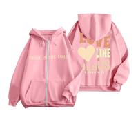 Felpa Compatible with Moto Felpa con Cappuccio Sportiva Casual da Donna con Cerniera Stampata a Lettera, a Maniche Lunghe, con Coulisse e alla Moda (3) Felpe Scritte Divertenti Ragazza (XXXL)