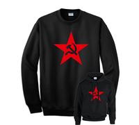 Felpa Comunismo stella comunista sinistra con senza cappuccio nera stampa rossa