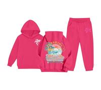 Felpa con cappuccio 2026 per bambini Meet at The Ocean Teen Girls Cute Preepy Graphic Felpe Top con tasche, Rosa acceso, 12-13 Anni