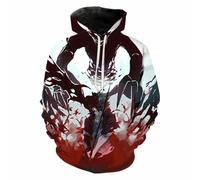 Felpa con cappuccio 3D digitale stampata in stile anime e cartone animato di Black Clover per cosplay, ideale per fan di Asta, ideale per festival di manga e regali, bianco, L