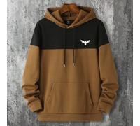 Felpa con cappuccio a due toni con stampa di aquila e coulisse, maniche lunghe, color block, adatta come regalo per amici, marito, fidanzato, per l'autunno L,M,S,XL,XXLAnimale,Blocchi di coloreTessuto