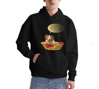 Felpa con cappuccio a forma di cane nel letto "My Rotondo" con cappuccio a forma di cartone animato, per gli amanti degli animali, Nero , 3XL